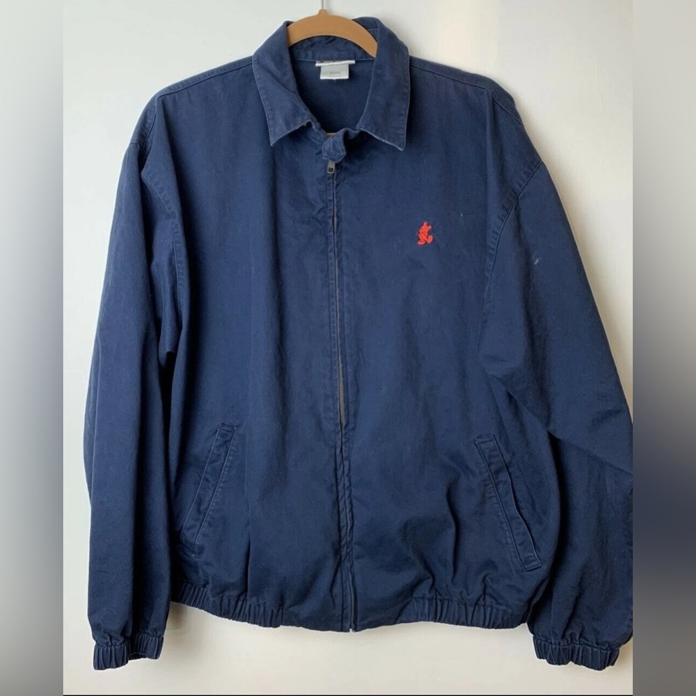 Vintage Walt Disney World Navy Canvas Mickey Jacket Red Logo Unisex Adult Large
